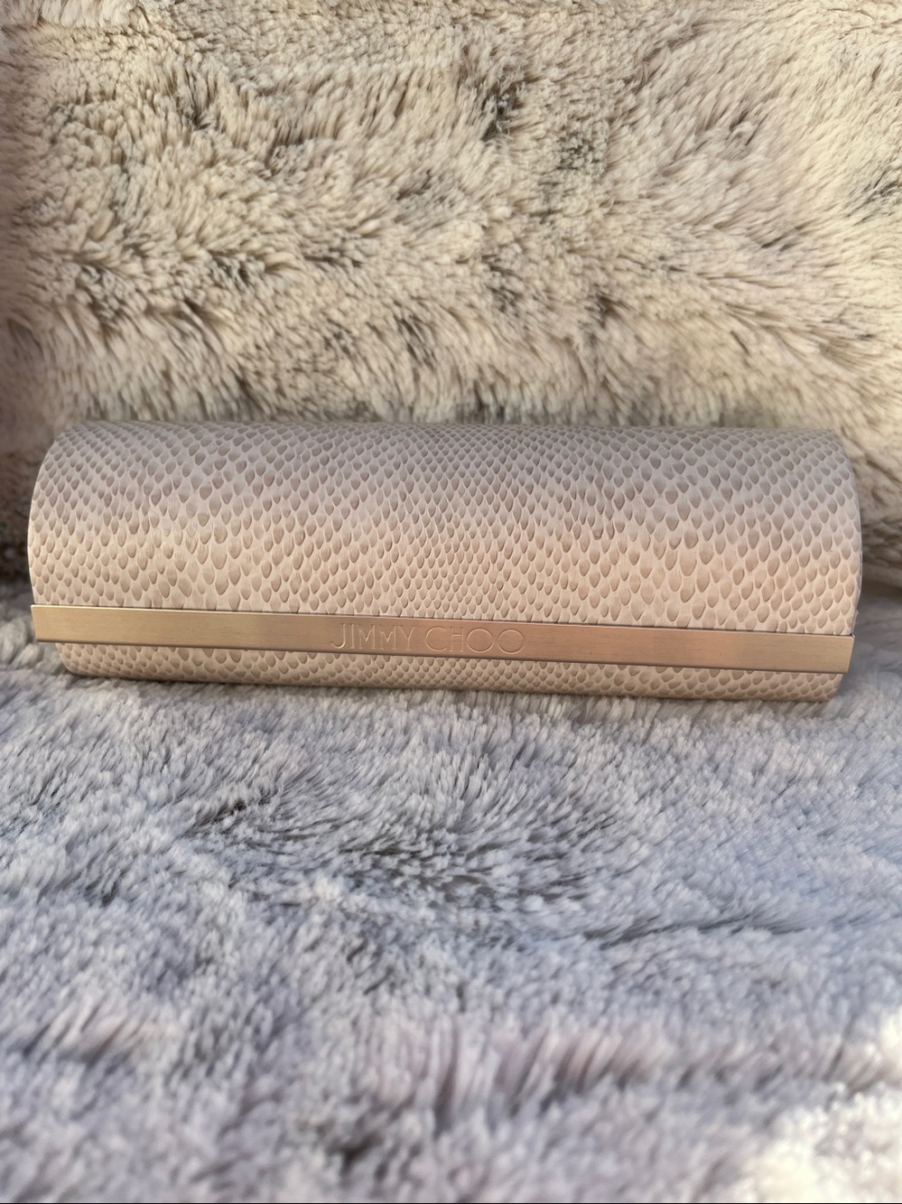 Jimmy Choo Pale Pink Snake-Effect Glasses Case - Picture 10 of 12